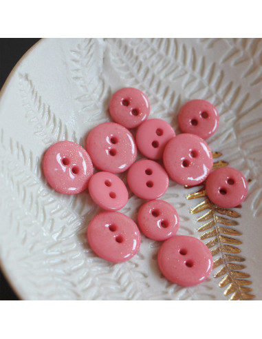 Glitter button with 2 holes - Coral