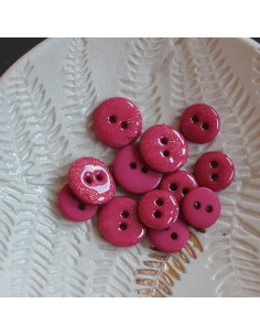 Glitter button with 2 holes - Fuchsia