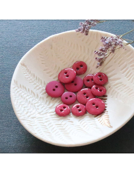 Glitter button with 2 holes - Fuchsia
