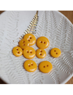 Glitter button with 2 holes - Yellow