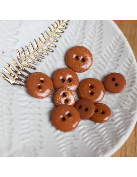 Glitter button with 2 holes - Honey