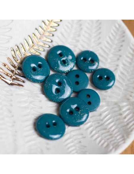 Glitter button with 2 holes - Fir green