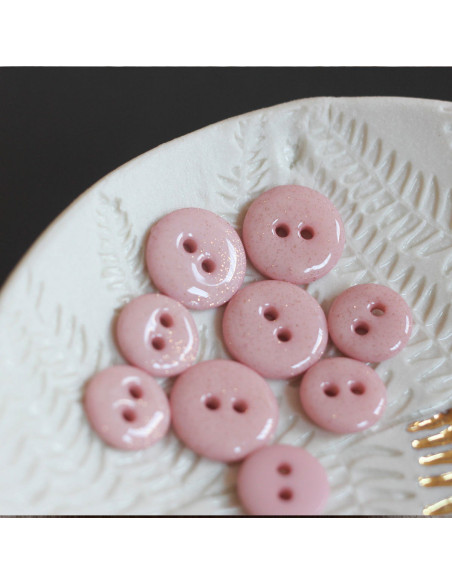 Glitter button 2 holes - Pale pink