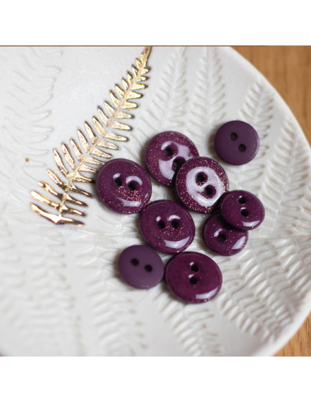 Glitter button 2 holes - Purple