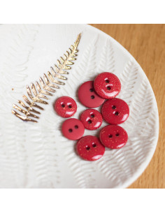 Glitter button 2 holes - Red