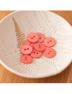 Flat mother-of-pearl button with 2 holes - Coral