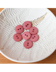 Flat mother-of-pearl button with 2 holes - Old pink