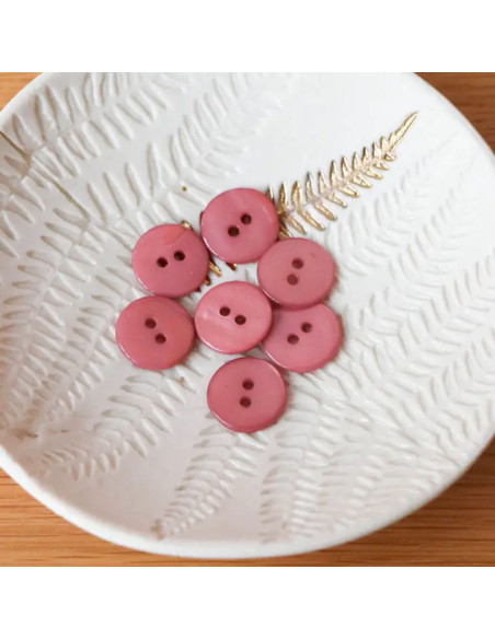 Flat mother-of-pearl button with 2 holes - Old pink