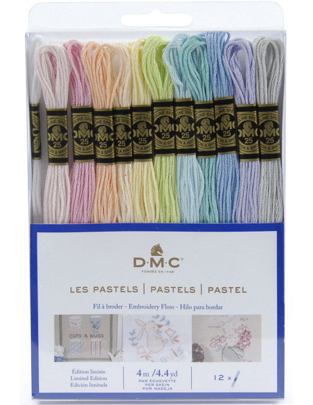 Pack of 12 skeins of DMC embroidery floss - Pastels