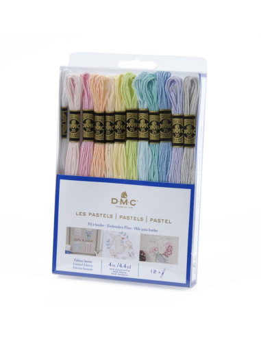 Pack of 12 skeins of DMC embroidery floss - Pastels