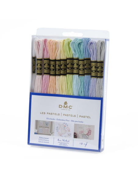 Pack of 12 skeins of DMC embroidery floss - Pastels