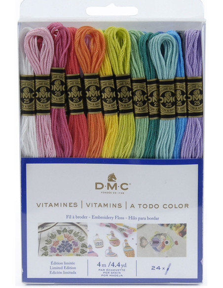 Pack of 24 skeins of DMC embroidery floss - The Vitamin Collection