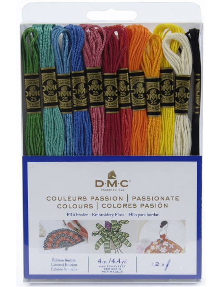 Pack of 12 skeins of DMC embroidery floss - Passion colors