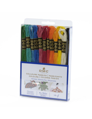 Pack of 12 skeins of DMC embroidery floss - Passion colors