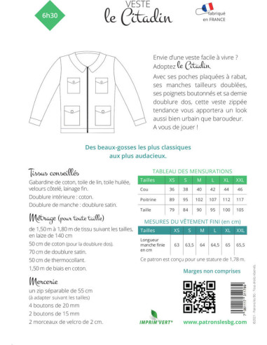 City Jacket Pattern - Les BG
