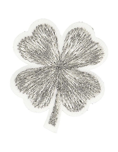 Iron-on patch clover lurex - Silver