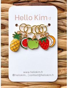 Set of 5 stitch marker rings - Fruity
