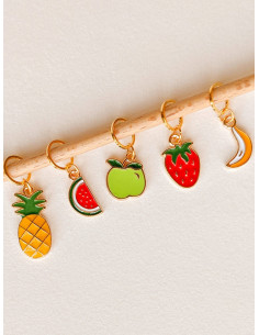 Set of 5 stitch marker rings - Fruity 2