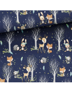 Premium cotton fabric - Forest Adventures - Blue