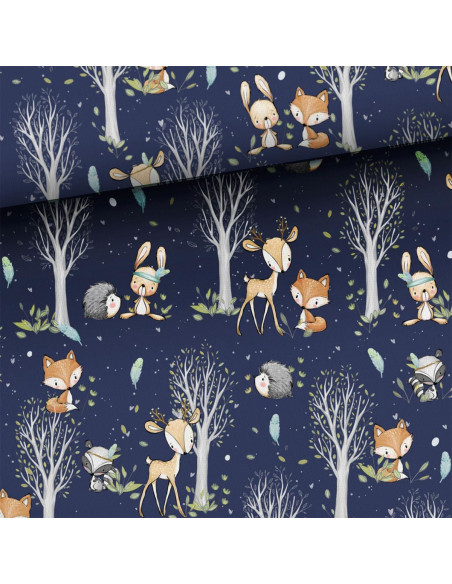 Premium cotton fabric - Forest Adventures - Blue