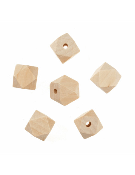 Handmade geometric wooden beads for macramé - 20 mm