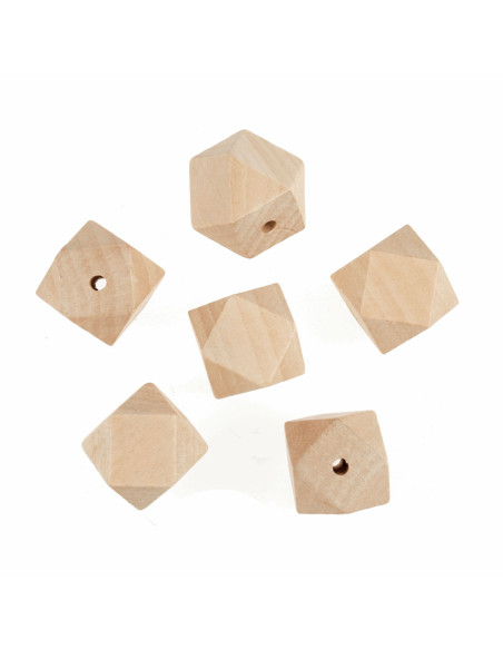 Handcrafted geometric wooden beads for macramé - 30 mm