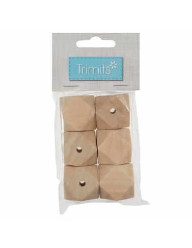 Handcrafted geometric wooden beads for macramé - 30 mm