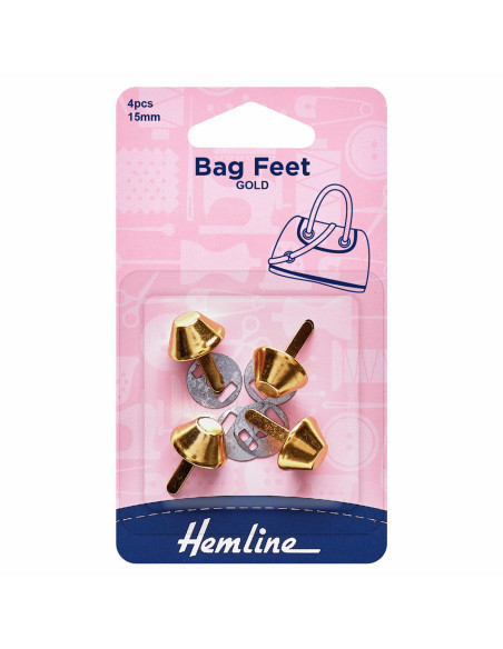 Set of 4 15 mm bag feet - Gold