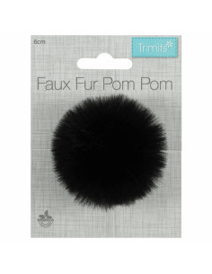 Faux fur pompom 6 cm - Black 2