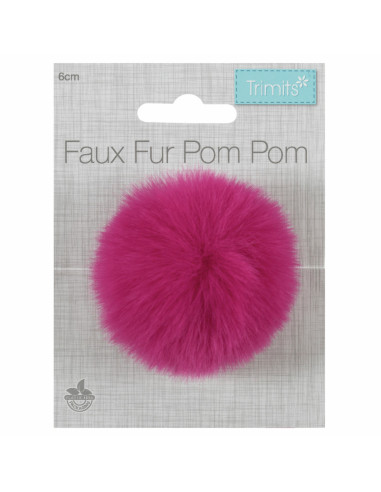 Faux fur pompom 6 cm - Cherry