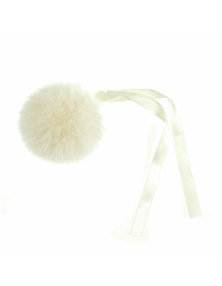 Faux fur pompom 6 cm - Cream