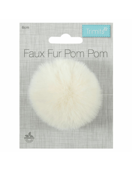 Faux fur pompom 6 cm - Cream