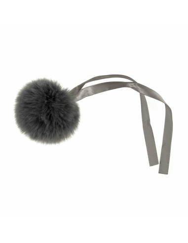 Faux fur pompom 6 cm - Gray