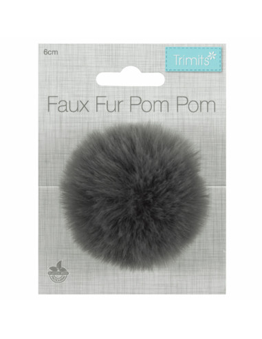 Faux fur pompom 6 cm - Gray