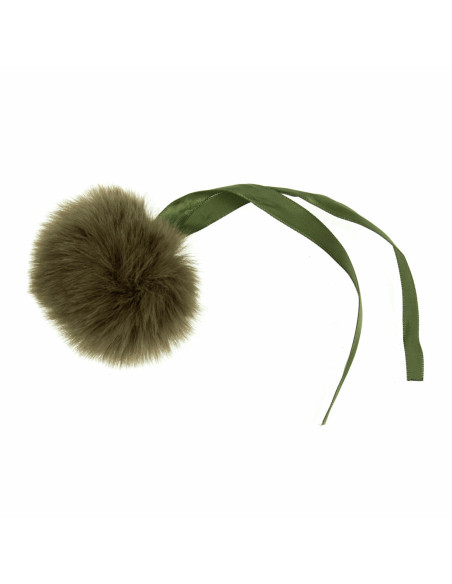 Faux fur pompom 6 cm - Khaki
