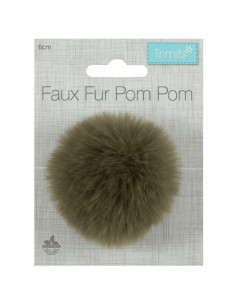 Faux fur pompom 6 cm - Khaki 2