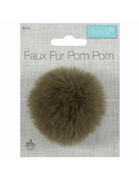 Faux fur pompom 6 cm - Khaki