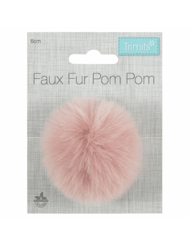 Faux fur pompom 6 cm - Light pink