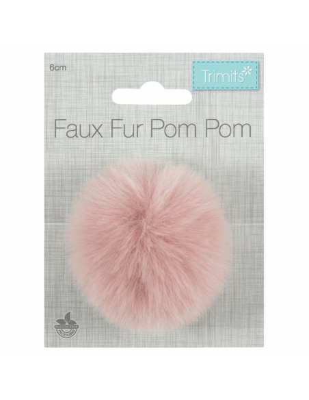 Faux fur pompom 6 cm - Light pink