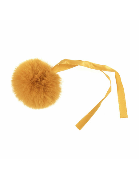 6 cm faux fur pompom - Mustard