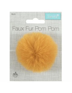 6 cm faux fur pompom - Mustard 2