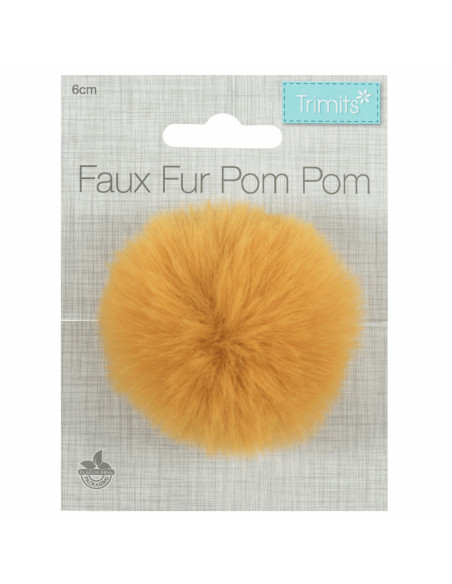 6 cm faux fur pompom - Mustard