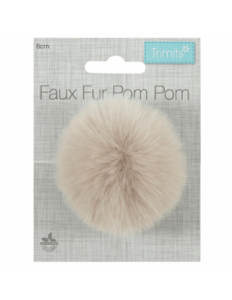 Faux fur pompom 6 cm - Natural