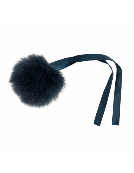 6 cm faux fur pompom - Navy blue