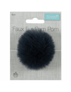 6 cm faux fur pompom - Navy blue 2