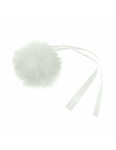 Faux fur pompom 6 cm - White