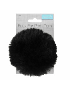 Faux fur pompom 11 cm - Black 2
