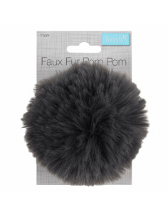 Faux fur pompom 11 cm - Gray 2