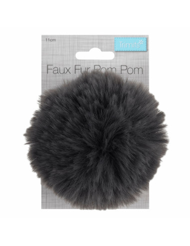 Faux fur pompom 11 cm - Gray