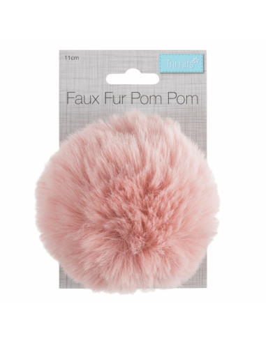 Faux fur pompom 11 cm - Light pink